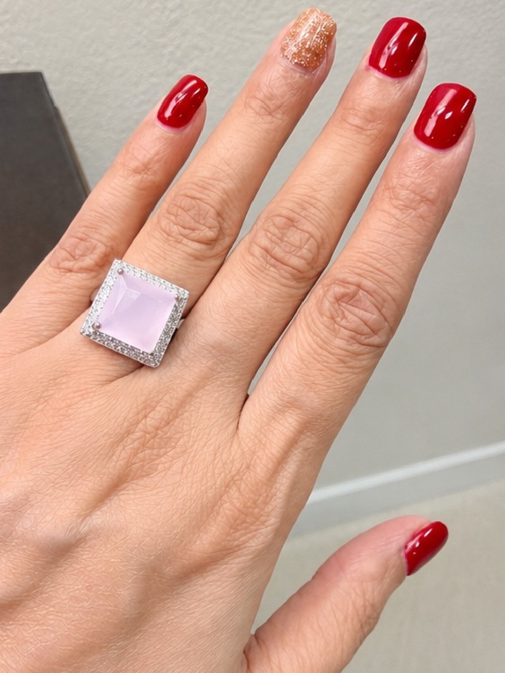 Sterling silver pink stone ring